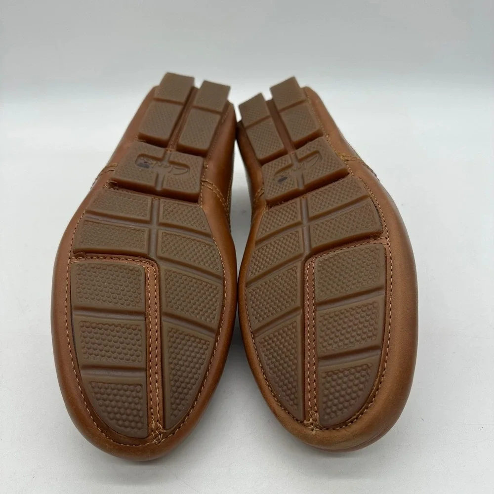 Clarks 63544 Mens Size 9 Markman Plain Tan Leather Driving Loafer Moccasin Shoes